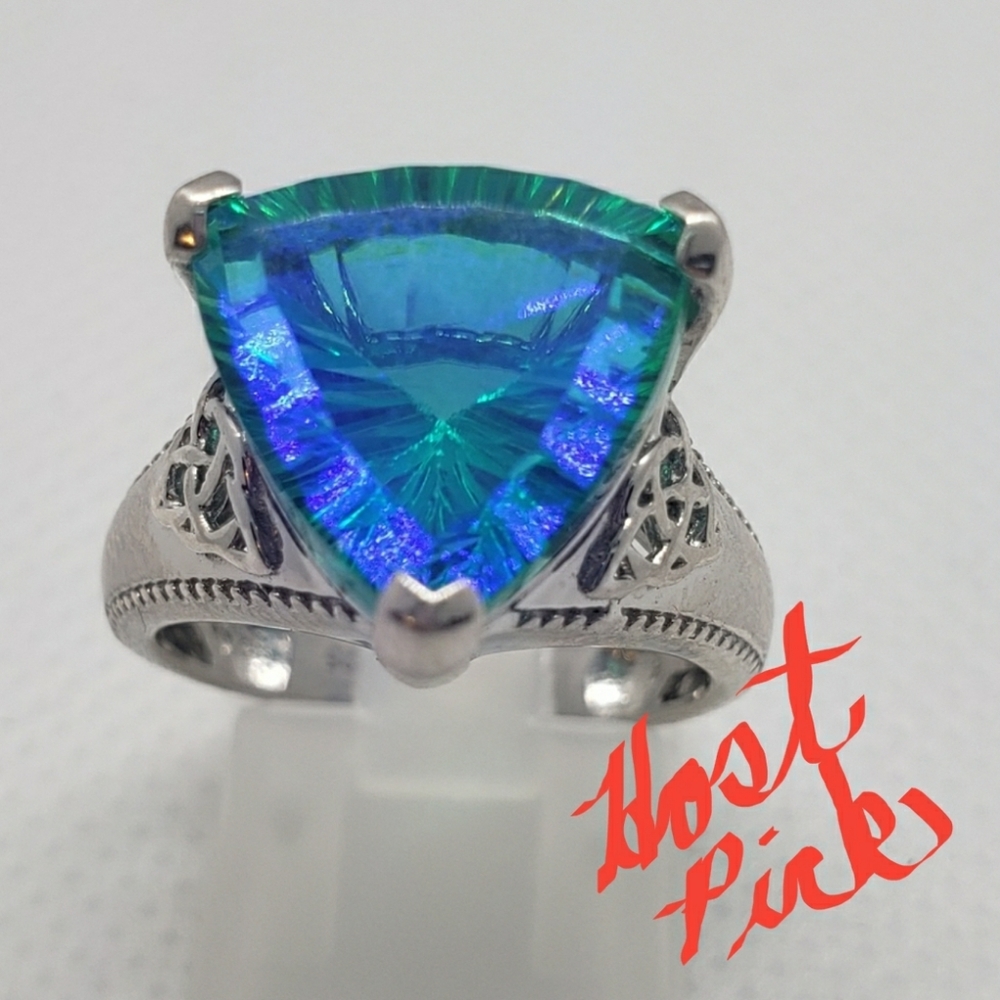 NWOT Host Pick Gorgeous Peacock Quartz Solitaire Ring - Picture 3 of 5